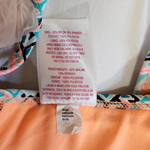Xhilaration Monokoni Swimsuit Turquoise and Peach Medallion Pattern Sz Small - Picture 14 of 14